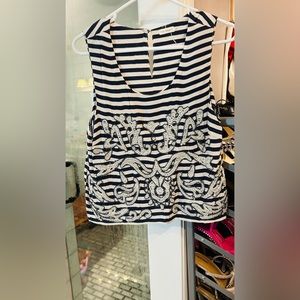 Sleeveless stripped beaded top